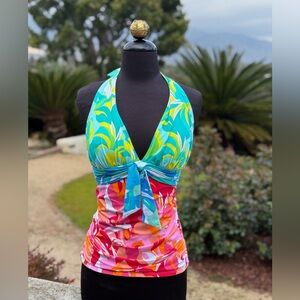 NWT Bleu Rod Beattie "Summer Escapes" tie-front halter tankini top - size 6